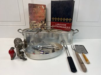 Steamer Fish Poacher Pot And Utensils With Two Cook Books