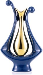 Blue & Gold Decor Ceramics Vase For Home Decor & Mini Fire Place