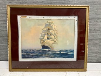 Ship At Sea Framed And Matted