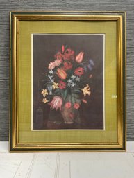 Floral Print Matted And Framed