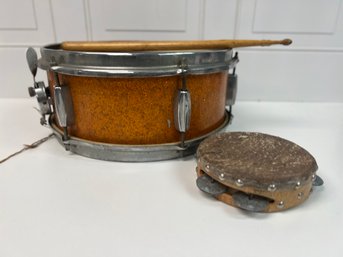 Vintage Snare Drum And Tamborine