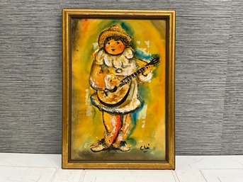 Painting Of A Mexican Boy Playing A Mandolin