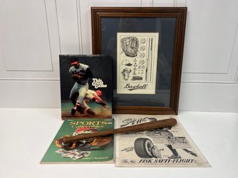 Small Wooden Baseball Bat, Vintage Framed Baseball Art