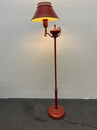 Vintage Burnt Orange Tole Metal Floor Lamp