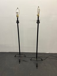 Pair Of Wrought Iron Floor Lamps