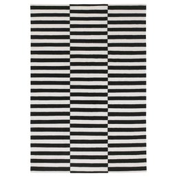 Ikea Stockholm Flatwoven Handmade Black And White Offset Striped Pattern Area Rug 8'2'x11'6' - Retail $399'