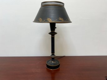 Black And Gold Metal Tole Table Lamp