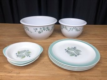 Mix Of White And Greens Bowls And Plates