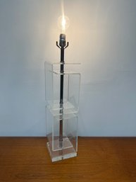 Tall Stacked Lucite Lamp 30.5 H