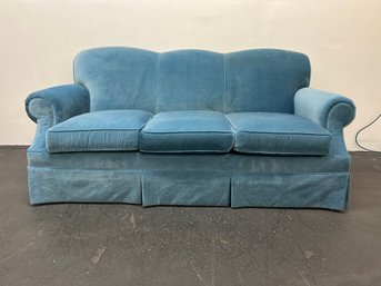 Blue Velvet Three Cushion Couch