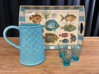 Fish Motif Tray And Bareware