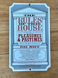 Original Mickey Rooney Enamel House Rules Sign   Great For A Bed And Breakfast/ Hotel/motelvacation Home