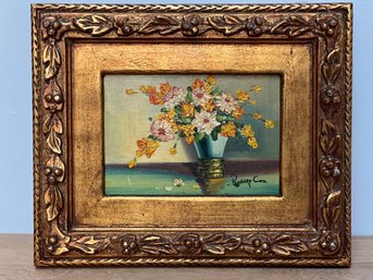 Floral Stillife Painting Signed By Robert Cox 11.5x10