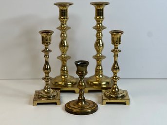 Five Brass Candlesticks