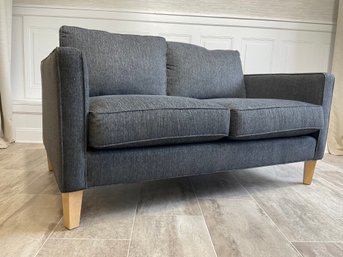 Maiden Home Contemporary Dark Gray Sofa With Four Cushions & Light Wood Legs