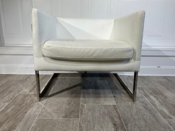 Accent Chrome And White MCM Style Chair