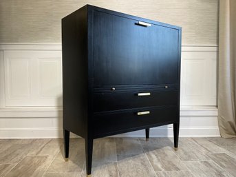 BLACK WOOD BOOKCASE SECRETARY DESK - NEEDS REPAIR