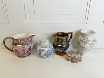 Vintage Ceramics - Pitchers & Trinket Box - 1 Wedgwood & Royal Crown Brand