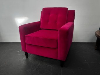Magenta Tufted Arm Chair  Upholstered In Velvet