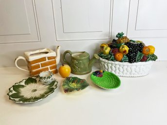 Vintage Ceramics Many Fruit Themed - Fruit Bowl, Watering Can, Small Dishes - Made In England