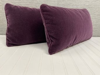 Pair Of Purple Velvet Rectangular Pillows