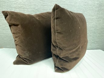 Pair Of Brown Velour Pillows