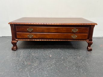 Ethan Allen Leather Top Coffee Table