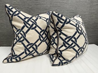 Blue And Ivory Nautical Style Throw  Pillows