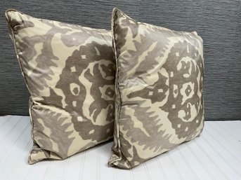 Pair Of Tan And Ivory Throw Pillows