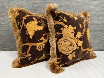 Pair Of Fringed Tapestry Style Pillows