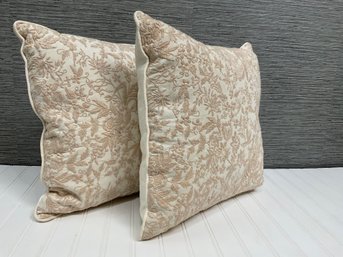 Pair Of Embroidered Cream And Beige Pillows