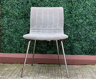 Neuvo Living Grey Channel Tufted Side Chair With Chrome Legs 21.5x20.5x32