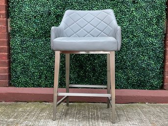 Sunpan Home Leather Grey Tufted Counter Stool