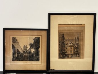 Two Vintage Black And White Framed Prints