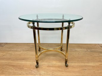 Brass Legs & Glass Top Table - 22' H X 15' W