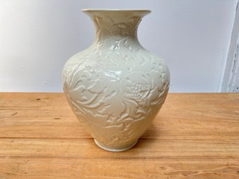 Rosenthal Off White Floral Embossed Vase Base As Is