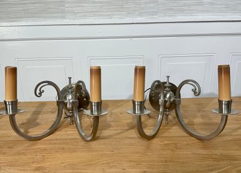 Double Arm Roll Nickel Sconce 2of2