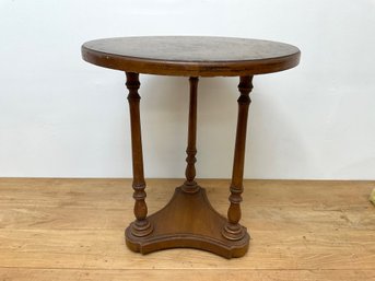 Small Wooden Round Table Or Plant Stand - 20.5' H X 18.5' W Base Is 12'