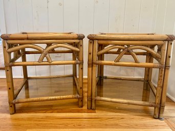 Pair Of Bamboo End Tables 21x21x22