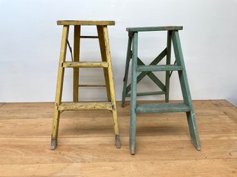 Antique Step Stools Green & Yellow