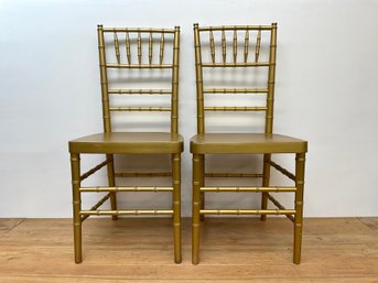 2 Gold Stackable Dining Chairs - 36' H X 16' W X 18' D, Seat Height 18'