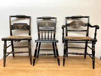 Three Antique Hitchcock Chairs