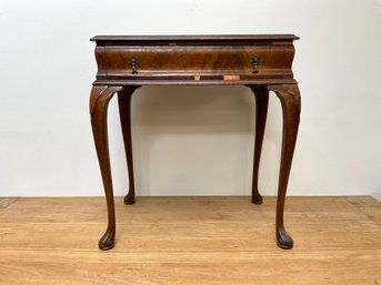 Single Drawer Stand Or Desk W. Unusual Brass Pulls