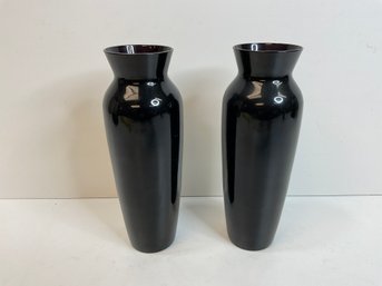 Pr 9' Black Amethyst Vases