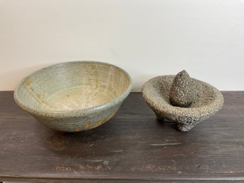 Mixing Bowl & Three Leg Mortar With Pestle