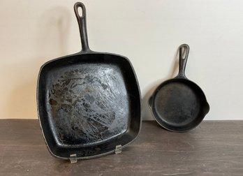 Two Cast Iron Pans - One Grisworld Brand