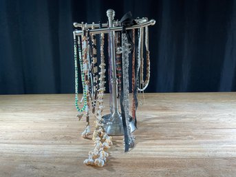 Various Beaded Necklaces & Stand