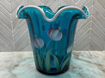 Hand Painted And Handmade Art Glass Vase