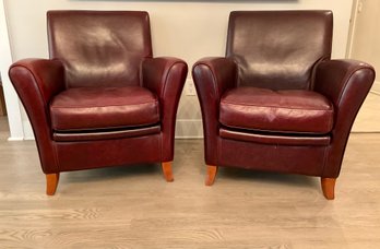 Pair Of Italian Leater Club Chairs 1 Of 2