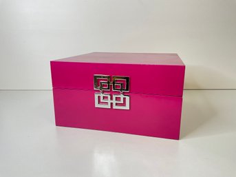 Magenta Asian Themed Lacquer Box 11.5x11.5  2 Of 3